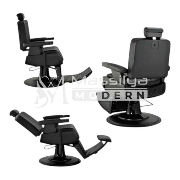 Fauteuil de coiffeur Barbier Professionnel Adams Noir Mate 5218 – Image 3