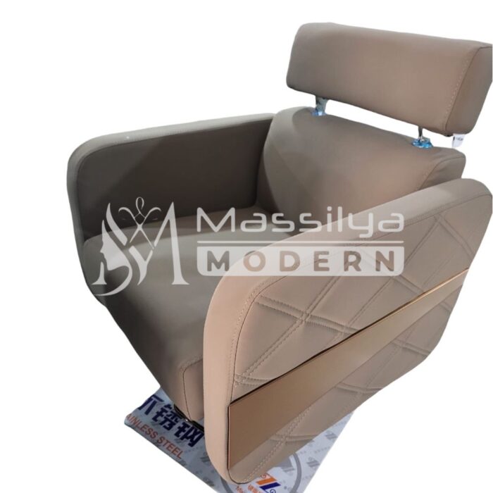 Fauteuil Professionnel de Coiffure – Base Gold & Appui-Tête Réglable – Image 2
