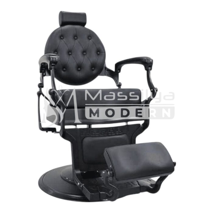 Fauteuil Barbier VIP Professionnel Luxe Noir mate (2 Types de Pompe ) – Modèle Vintage – Image 6