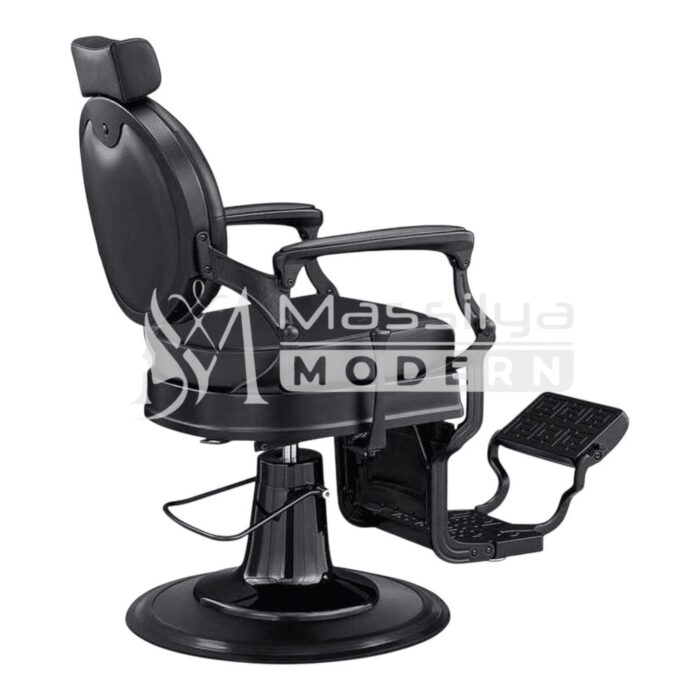 Fauteuil Barbier VIP Professionnel Luxe Noir mate (2 Types de Pompe ) – Modèle Vintage – Image 4