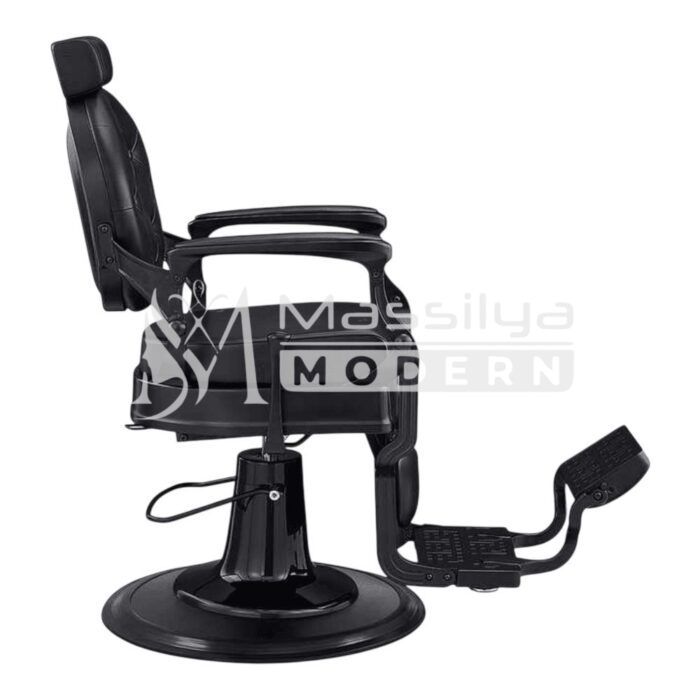 Fauteuil Barbier VIP Professionnel Luxe Noir mate (2 Types de Pompe ) – Modèle Vintage – Image 3