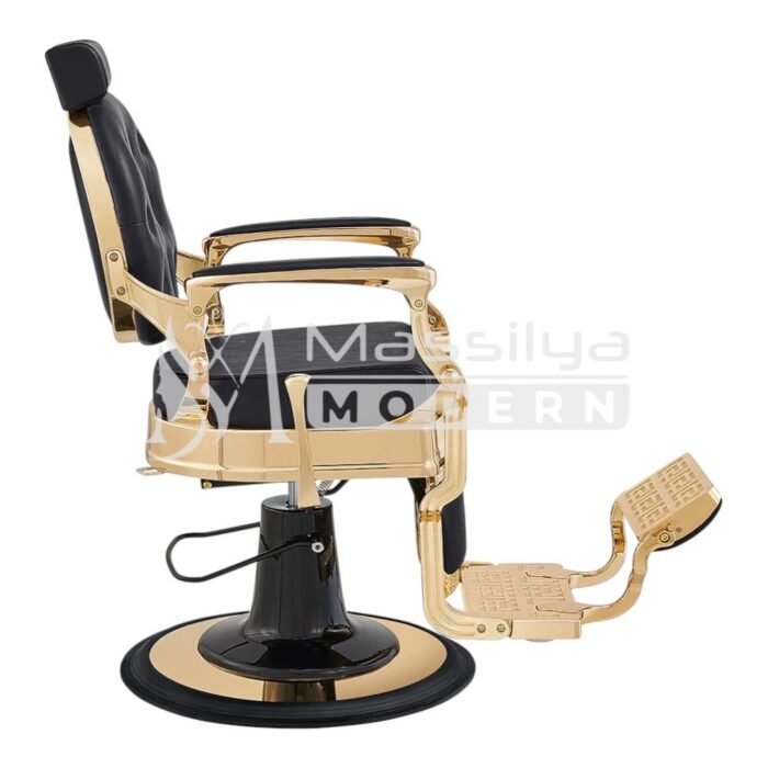Fauteuil Barbier VIP Professionnel Luxe Gold & Noir (2 Types de Pompe ) – Modèle Vintage – Image 3