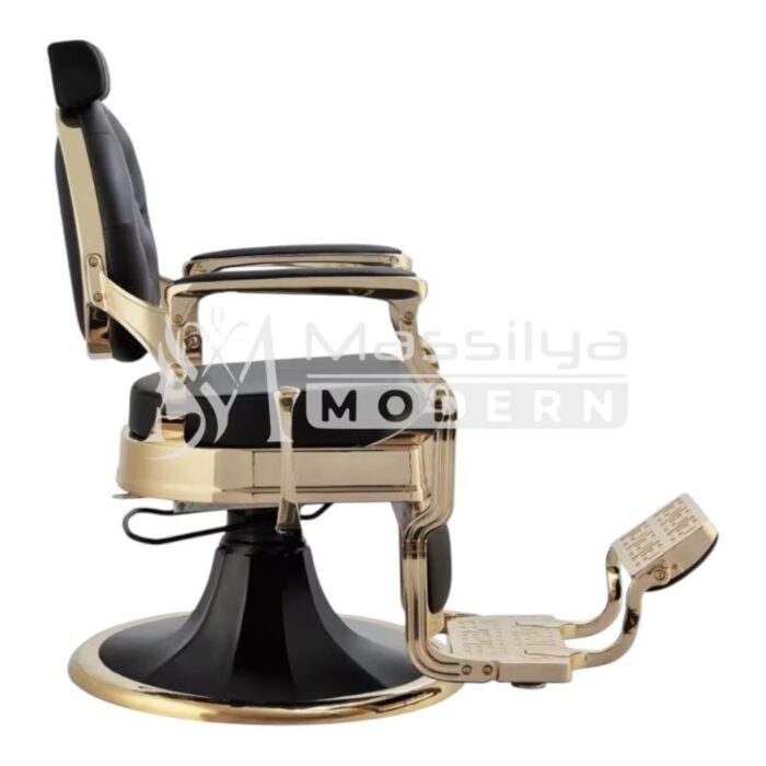 Fauteuil Barbier VIP Professionnel Luxe Gold & Noir (2 Types de Pompe ) – Modèle Vintage – Image 2