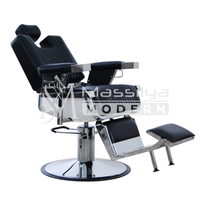 Fauteuil de coiffeur Barbier Professionnel – Design Classique & Finition Chrome – Image 2