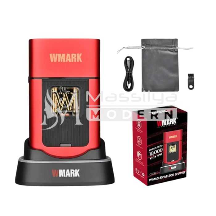 WMARK NG-XS1 Rasoir Électrique de barbier à moteur vectoriel  Professionnel (Shaver) Noir / Rouge – Image 2