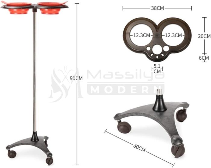 Table de Coloration Professionnelle sur Pied – Double Bol – Noir – Image 5