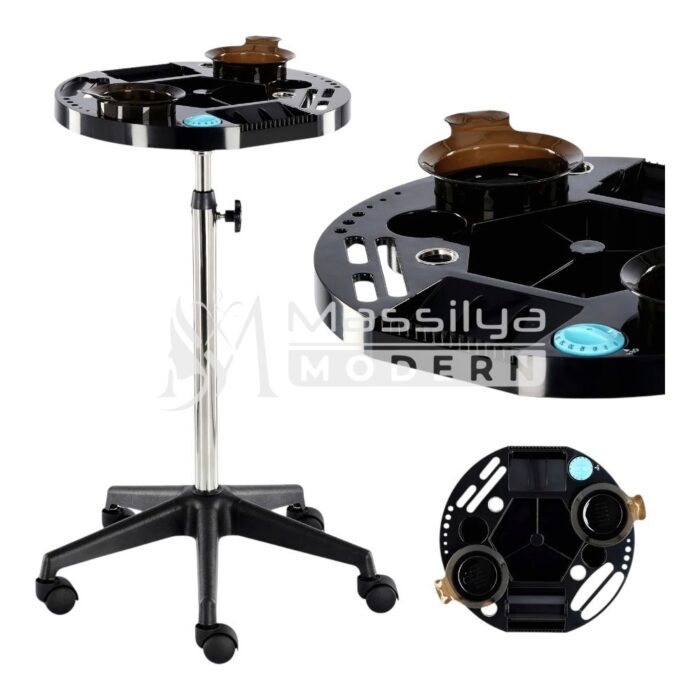 Table de Teinture Professionnelle sur Roulettes – Plateau Rond Multifonction Sans Minuterie – Image 3