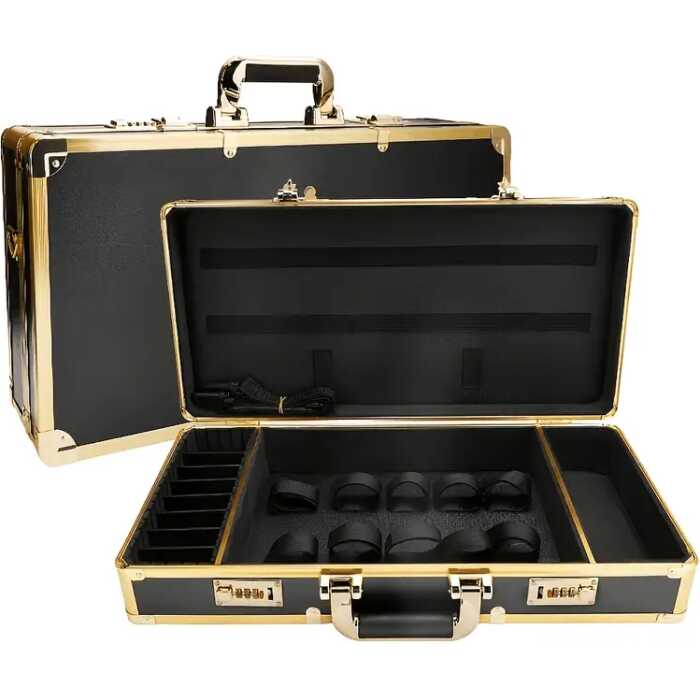 Mallette de Coiffure à domicile gold transport professionnelle pour coiffeur, ciseaux et outils avec serrure à code – Image 2
