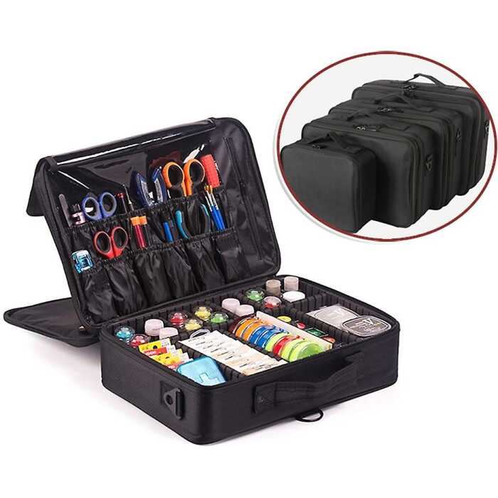 Trousse Maquillage Malette de Coiffure Vanity Voyage Makeup Bag Mallette Maquillage Malette Rangement Ma – Image 2