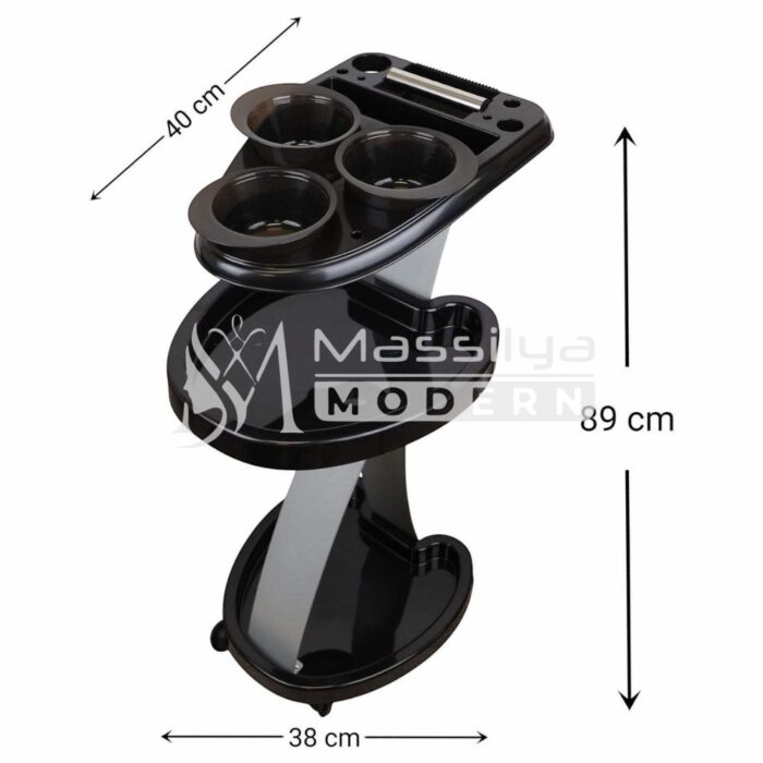 Chariot de Coloration Professionnel – 3 Plateaux & 3 Bols – Image 2