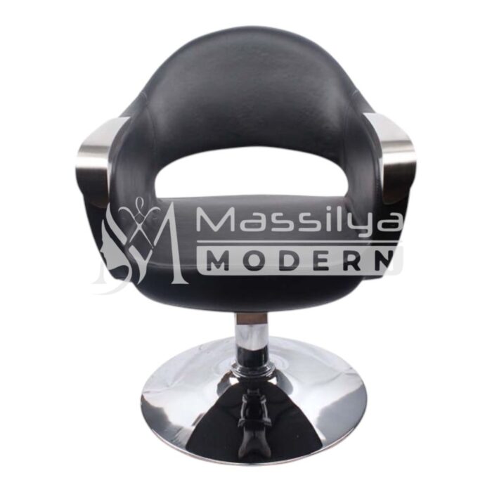 Fauteuil Professionnel de Coiffure – Noir & Base Chromée – Image 2