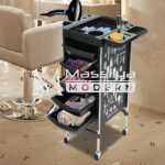 Chariot de coiffure professionnel à 5 tiroirs décoratifs avec motif – Image 3