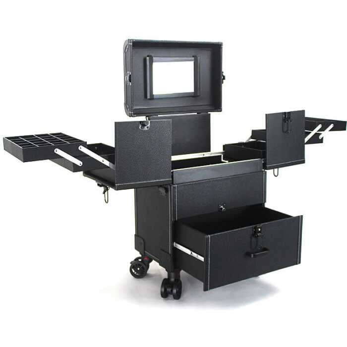 Valise, Maquillage De Voyage, Mallette De Maquillage Artiste À roulettes, Organiseur De Cosmétiques avec Tiroirs De Rangement, Mallette De Maquillage Professionnel (Colo – Image 3