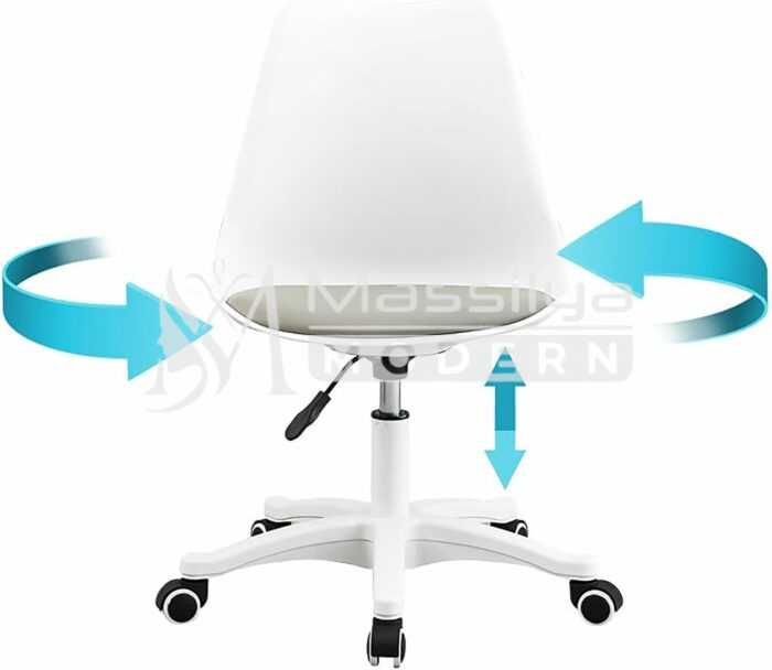 Tabouret esthétique te Bureau Transparente avec Roulettes – Réglable en Hauteur – Image 3