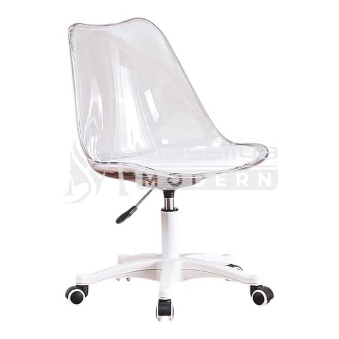Tabouret esthétique te Bureau Transparente avec Roulettes – Réglable en Hauteur – Image 2