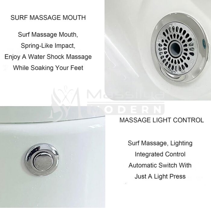 Bassin de pédicure spa professionnel avec lumières LED colorées (avec accessoires chrome) – Image 5