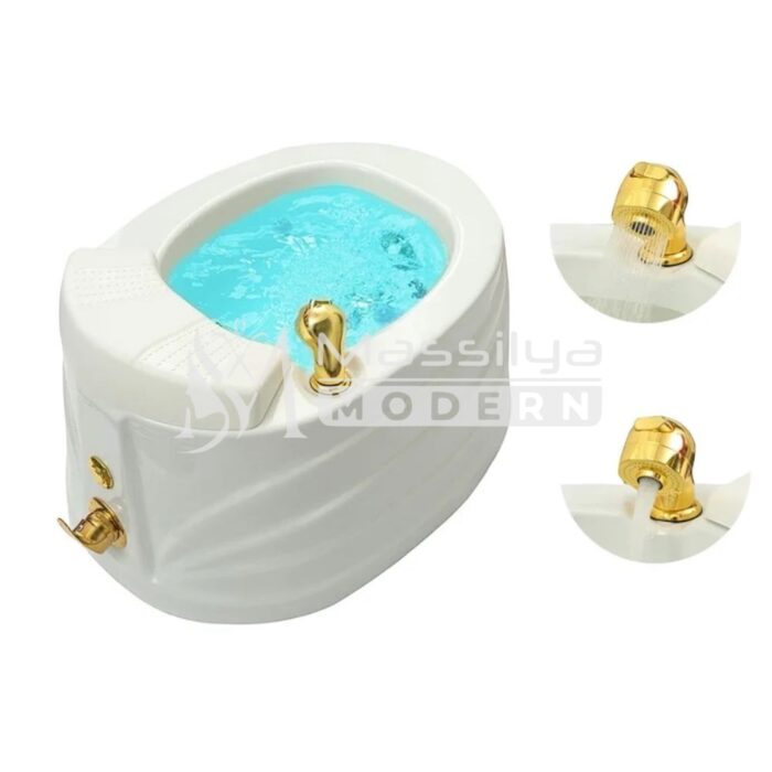 Bassin de pédicure spa professionnel avec lumières LED colorées (avec accessoires gold) – Image 2