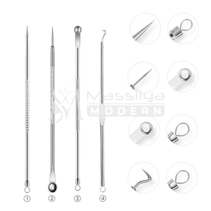 Tir comédon repousse la peau en metal boite 4pcs – Image 2