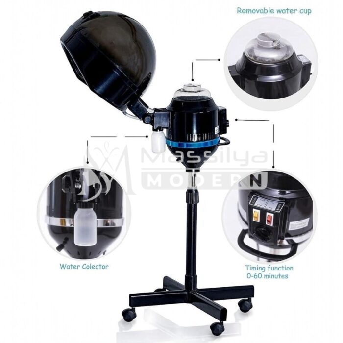 Casque Vapeur noir KZM avec Base roulante pour Salon de Coiffure – Image 4