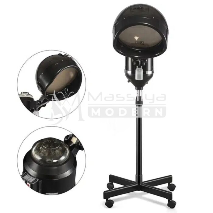 Casque Vapeur noir KZM avec Base roulante pour Salon de Coiffure – Image 3