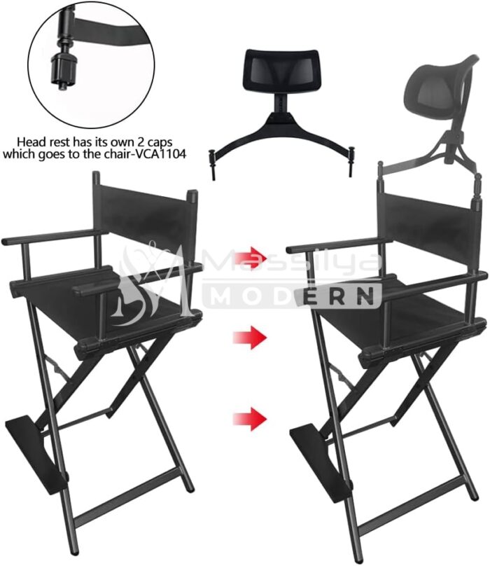 Chaise maquillage avec dossier et repose-tête pliable – Image 3