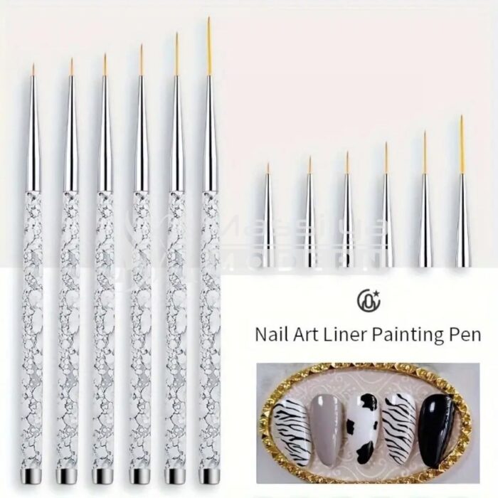 Kit Pinceaux spécial gel UV Fins de Nail Art – Set de 6 Pinceaux Liner Professionnels – Image 3