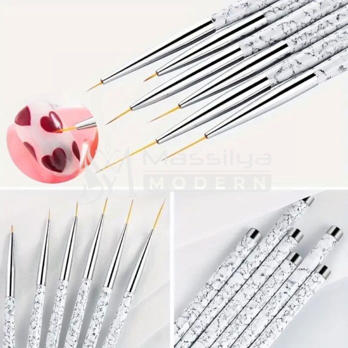 Kit Pinceaux spécial gel UV Fins de Nail Art – Set de 6 Pinceaux Liner Professionnels – Image 2