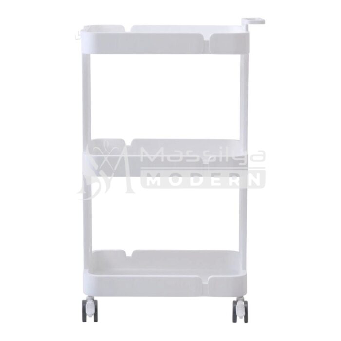 Chariot d’Esthétique rangement à roulettes blanc 3 niveaux – Image 2
