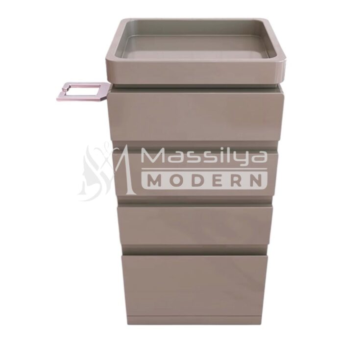 Chariot de Coiffure rangement en bois avec roulettes et porte-sèche – Image 3