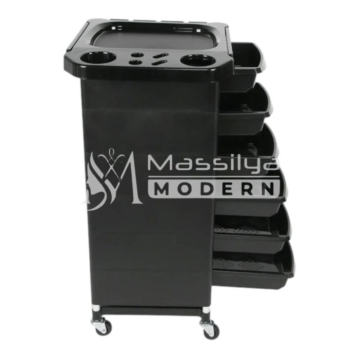 Chariot de Coiffure Rangement Professionnel – 5 Tiroirs – Noir – Image 3