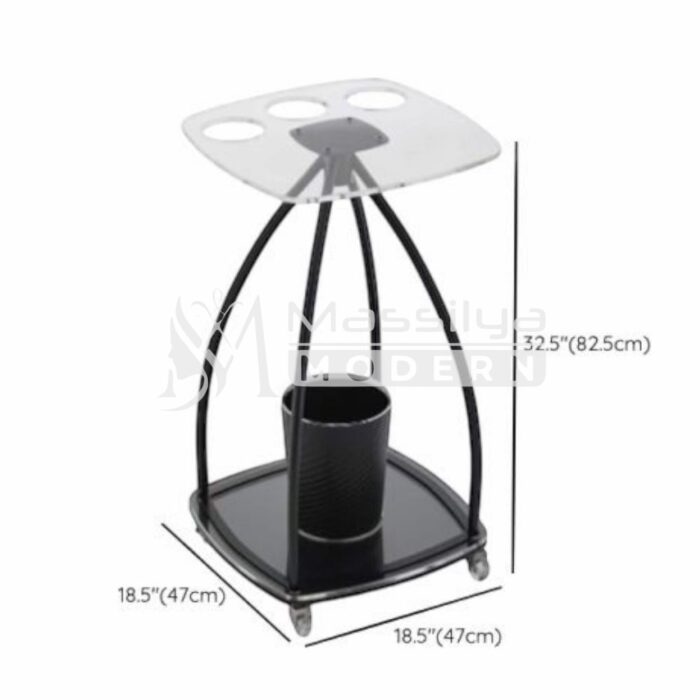 Chariot de Coloration Professionnel – Plateau Transparent & Seau Intégré – Image 4