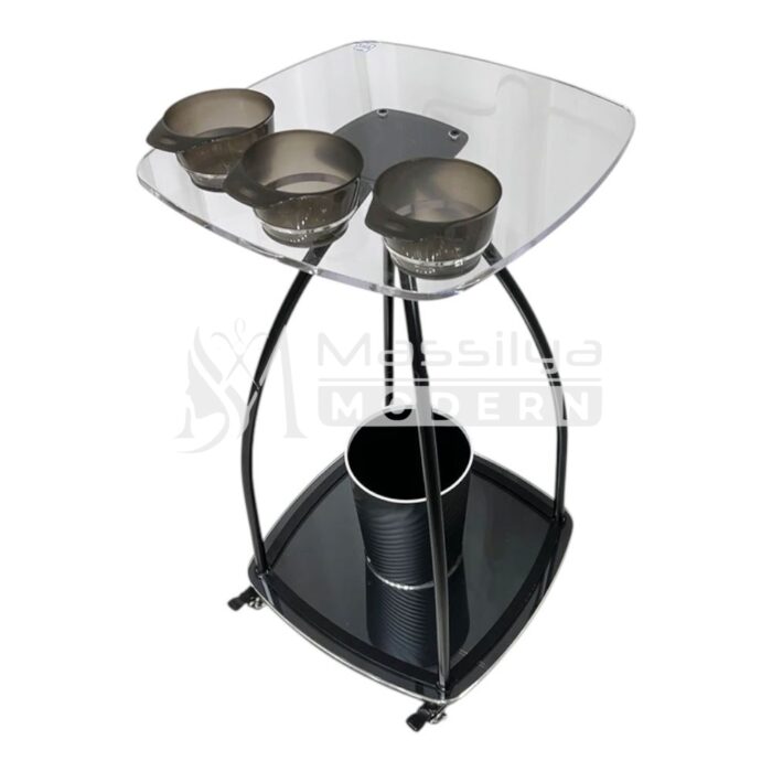 Chariot de Coloration Professionnel – Plateau Transparent & Seau Intégré – Image 3