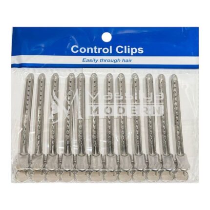 Control clips Pinces plat inox Métalliques de Coiffure (Lot de 12)