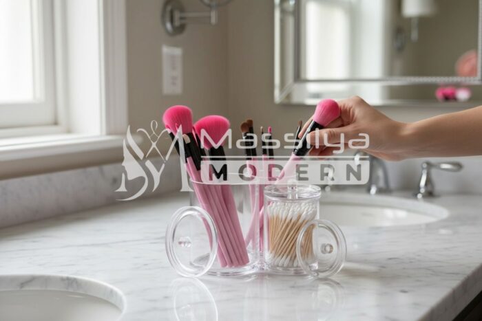 Organisateur de Maquillage Triple – Acrylique Transparent – Image 4