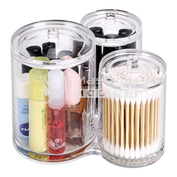 Organisateur de Maquillage Triple – Acrylique Transparent – Image 2