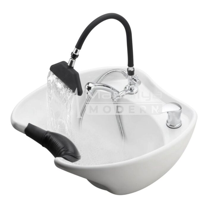 Douche à Jet Plat Professionnelle Bac Lave Tête (Noir & Chrome) – Image 3