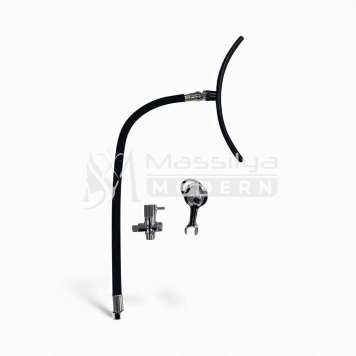 Douche Courbée Professionnelle Bac Lave Tête (Noir & Chrome) – Image 2