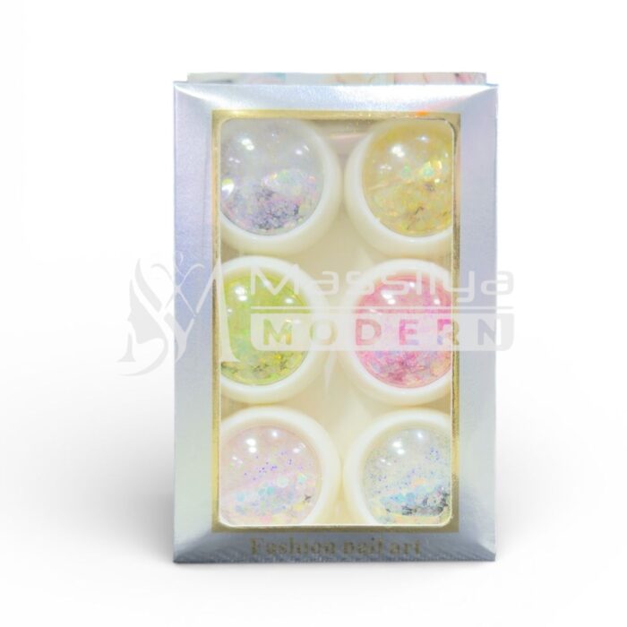 Paillettes Nail Art Multicolores Effet Holographique 6pcs – Image 9