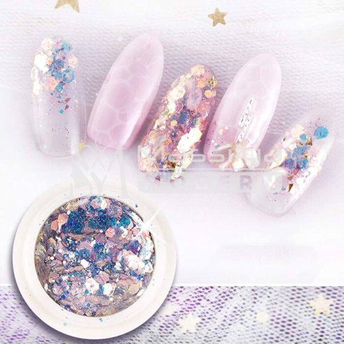 Paillettes Nail Art Multicolores Effet Holographique 6pcs – Image 5