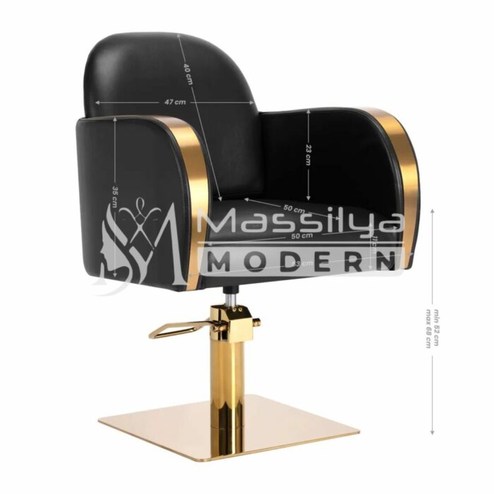 Fauteuil Professionnel de Coiffure Black & Gold Base – Image 5