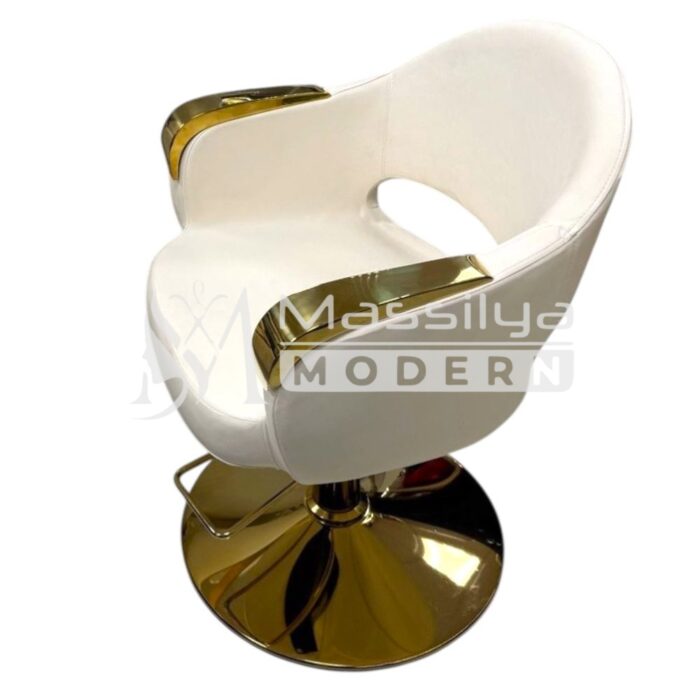 Fauteuil Professionnel de Coiffure – Base Gold & Accoudoirs Aluminium Gold – Image 10
