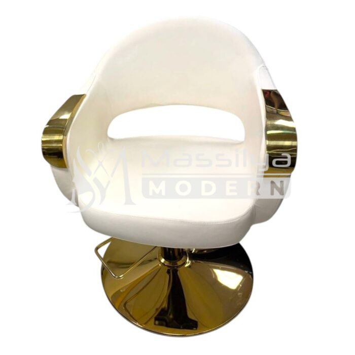 Fauteuil Professionnel de Coiffure – Base Gold & Accoudoirs Aluminium Gold – Image 7