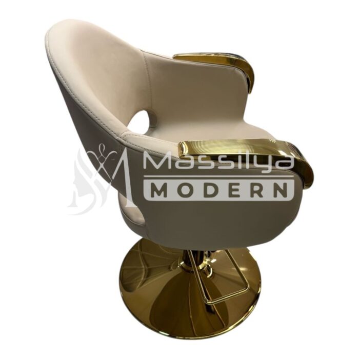 Fauteuil Professionnel de Coiffure – Base Gold & Accoudoirs Aluminium Gold – Image 6