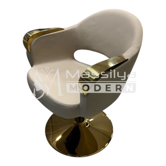 Fauteuil Professionnel de Coiffure – Base Gold & Accoudoirs Aluminium Gold – Image 9