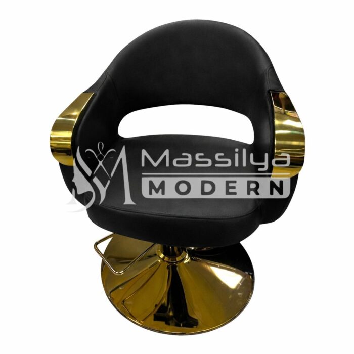 Fauteuil Professionnel de Coiffure – Base Gold & Accoudoirs Aluminium Gold – Image 8