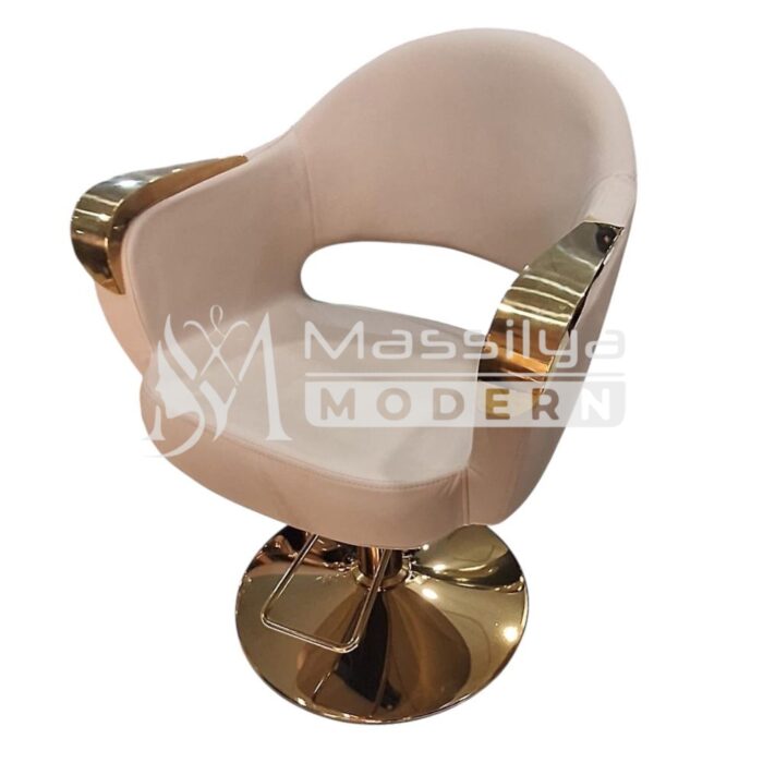 Fauteuil Professionnel de Coiffure – Base Gold & Accoudoirs Aluminium Gold – Image 4