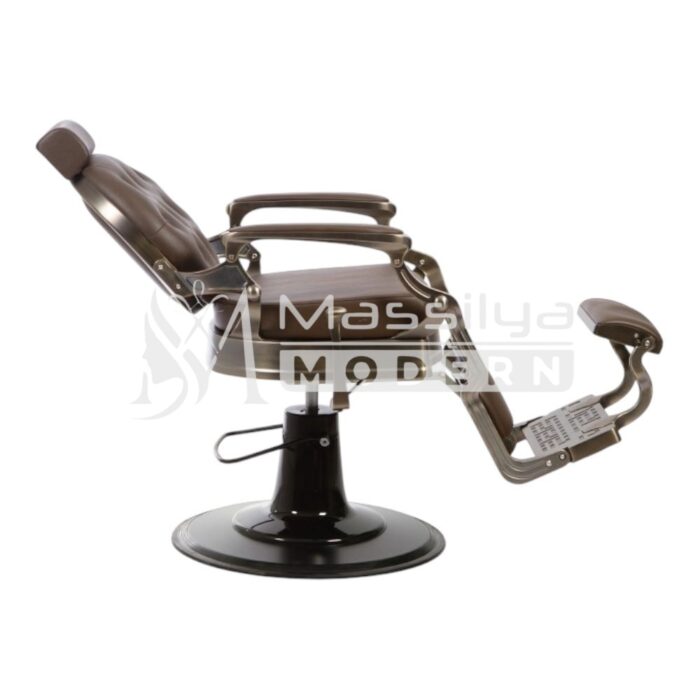 Fauteuil Barbier VIP Professionnel Luxe (Bronze Cuir Marron ) – Modèle Vintage – Image 2