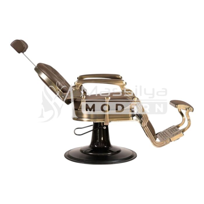 Fauteuil Barbier VIP Professionnel Luxe (Bronze & Assise Marron ) – Modèle Vintage – Image 3