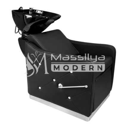 Fauteuil Lave Tete professionnel pour Salon Design Capitonné Noir