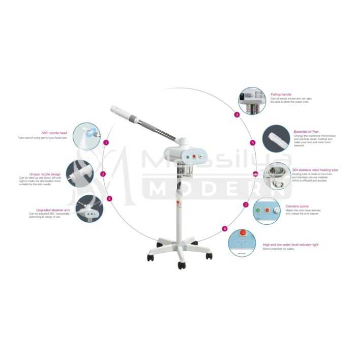 TRELAXA Vapozone Professionnel avec Ozone – Facial Steamer Bras 360° sur Pied – Image 4